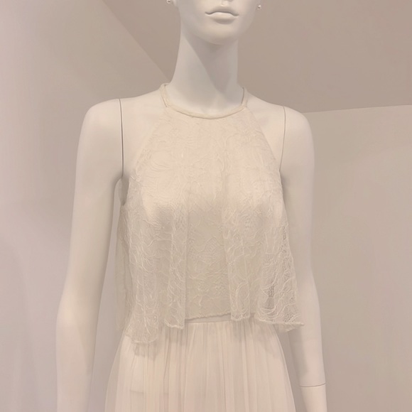 NWT SAMPLE AFTERSIX 6733 bride bridesmaid size 8 IVORY Lace Lux Chiffon PRISTINE - Picture 3 of 8